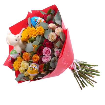 03001813_kinderstrauss-mit-farbigen-sprayrosen-bar-und-kinder-joy