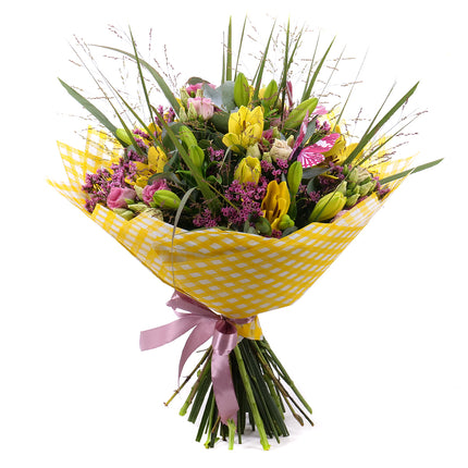 03001827_sweet-gelbe-lilien-lisianthus-und-limonium