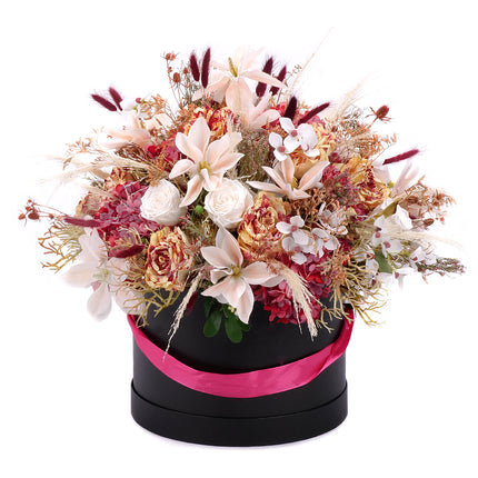 03001850_irigo-schwarze-blomo-box-l-mit-praparierten-weissen-rosen-sowie-bordeauxroten-gelben-und-cremefarbenen-blumen