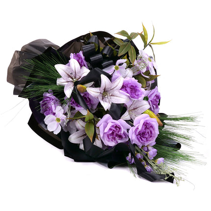 03001885_irigo-trauerstrauss-mit-violetten-rosen-und-lilien
