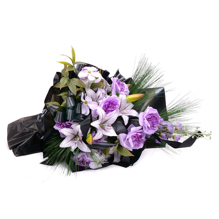 03001885_irigo-trauerstrauss-mit-violetten-rosen-und-lilien
