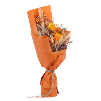 03001994_irigo-trockenstrauss-mit-praparierter-rose-monalisa-orange-und-orangefarbenen-dekorationen