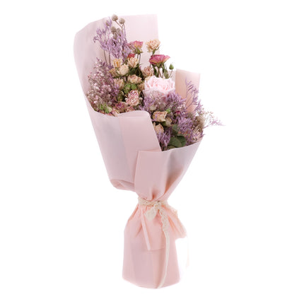 03001997_irigo-trockenstrauss-mit-praparierter-rose-monalisa-pink-champagne-und-rosa-dekorationen