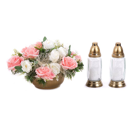 03002134_trauergesteck-irigo-mit-aprikotfarbenen-rosen-pfingstrosen-und-trauerkerzen