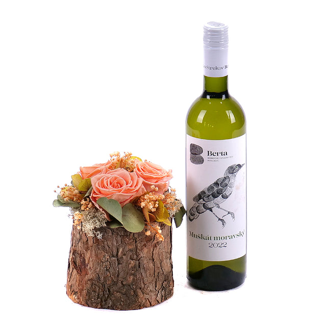 03100650_in-eterno-holzbox-mit-orangefarbenen-rosen-monalisa-peach-und-berta-wein
