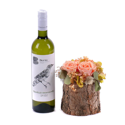 03100650_in-eterno-holzbox-mit-orangefarbenen-rosen-monalisa-peach-und-berta-wein