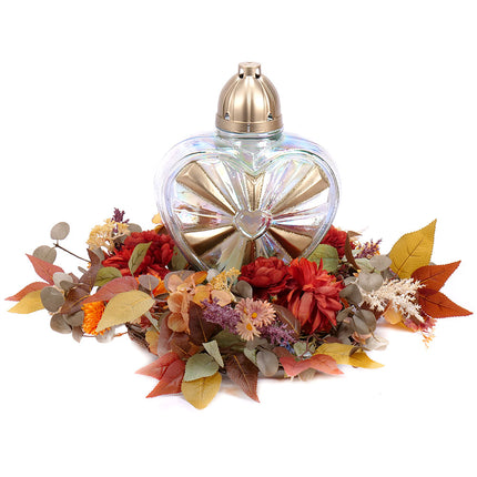 03101516_irigo-trauerkranz-mit-glasgrablicht-und-orangefarbenen-blumen