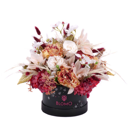 03101522_irigo-schwarze-blomo-box-m-mit-praparierten-weissen-rosen-sowie-bordeauxroten-gelben-und-cremefarbenen-blumen