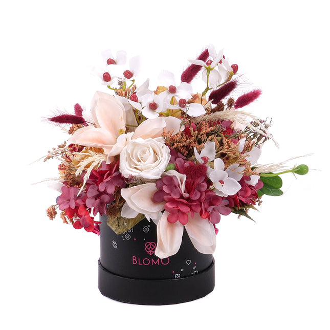 03101531_irigo-schwarze-blomo-box-s-mit-praparierten-weissen-rosen-sowie-bordeauxroten-cremefarbenen-und-gelben-blumen