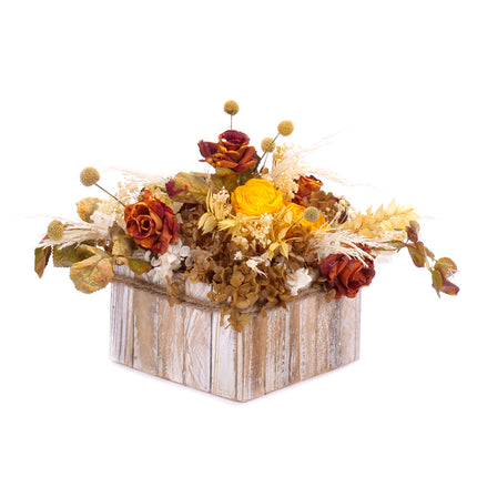 03101532_irigo-quadratische-holzbox-mit-praparierten-gelben-rosen-und-braunen-blumen