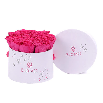 03101533_in-eterno-weisse-blomo-box-m-mit-13-rosen-monalisa-pink-framboise