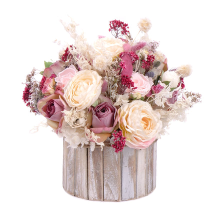 03101556_irigo-holzbox-mit-cremefarbenen-und-rosafarbenen-blumen-sowie-praparierten-rosen