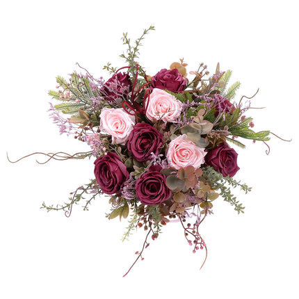 10000259_irigo-rosafarbene-box-mit-bordeauxroten-rosen-und-praparierten-rosafarbenen-rosen
